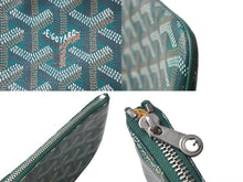 画像をギャラリービューアに読み込む, 新品同様 GOYARD ゴヤール セナ ミニ ポーチ SENAT2MINTY09CL09P レザー PVC グリーン ヘリンボーン 中古 4c073545