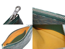 画像をギャラリービューアに読み込む, 新品同様 GOYARD ゴヤール セナ ミニ ポーチ SENAT2MINTY09CL09P レザー PVC グリーン ヘリンボーン 中古 4c073545