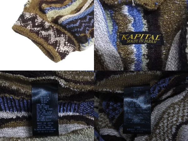 New and unused KAPITAL Capital 7G Knit GAUDY Hood Sweater Parka K2409KN050 Size 3 Brown Multicolor Used 4c073556