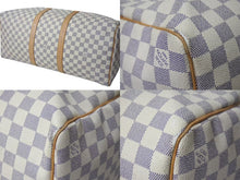 画像をギャラリービューアに読み込む, LOUIS VUITTON ルイヴィトン キーポル50 ボストンバッグ N41430 ダミエアズールキャンバス ヌメ革 ホワイト 美品 中古 4c073574