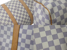 画像をギャラリービューアに読み込む, LOUIS VUITTON ルイヴィトン キーポル50 ボストンバッグ N41430 ダミエアズールキャンバス ヌメ革 ホワイト 美品 中古 4c073574