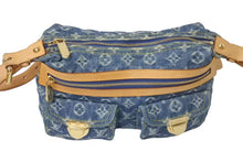 Load image into Gallery viewer, 極美品 LOUIS VUITTON ルイヴィトン バギーPM ショルダーバッグ M95049 モノグラムデニム ヌメ革 ブルー ゴールド 中古 4c073578