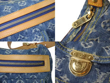 Load image into Gallery viewer, 極美品 LOUIS VUITTON ルイヴィトン バギーPM ショルダーバッグ M95049 モノグラムデニム ヌメ革 ブルー ゴールド 中古 4c073578