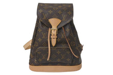画像をギャラリービューアに読み込む, 極美品 LOUIS VUITTON ルイヴィトン モンスリMM バックパック リュック M51136 PVC レザー ブラウン ゴールド金具 中古 4c073585