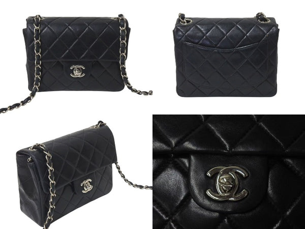 極美品 CHANEL シャネル 新型 ミニマトラッセ ブラック 黒 シルバーラムスキン ショルダーバッグ 17cm 6番台 中古 4c073594