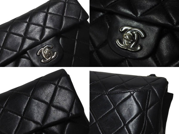 極美品 CHANEL シャネル 新型 ミニマトラッセ ブラック 黒 シルバーラムスキン ショルダーバッグ 17cm 6番台 中古 4c073594
