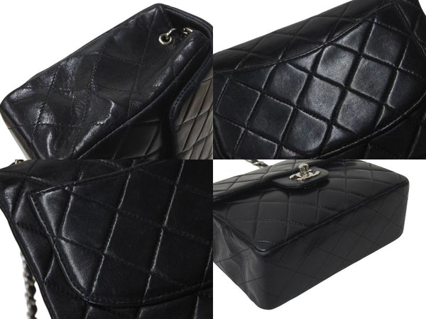 極美品 CHANEL シャネル 新型 ミニマトラッセ ブラック 黒 シルバーラムスキン ショルダーバッグ 17cm 6番台 中古 4c073594