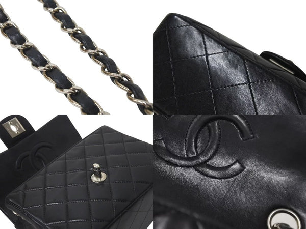 極美品 CHANEL シャネル 新型 ミニマトラッセ ブラック 黒 シルバーラムスキン ショルダーバッグ 17cm 6番台 中古 4c073594