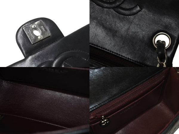 極美品 CHANEL シャネル 新型 ミニマトラッセ ブラック 黒 シルバーラムスキン ショルダーバッグ 17cm 6番台 中古 4c073594