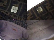 画像をギャラリービューアに読み込む, FENDI フェンディ ワンショルダーバッグ ズッカ柄 キャンバス スウェード ブラウン ピンク オレンジ ゴールド 美品 中古 4c073616