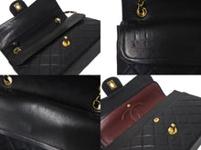 Load image into Gallery viewer, CHANEL シャネル マトラッセ25 Wフラップ Wチェーンショルダーバッグ 2番台 ラムスキン ココマーク ブラック ゴールド金具 美品 中古 4c073620