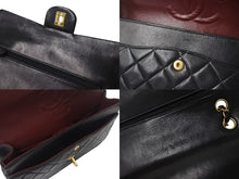 Load image into Gallery viewer, CHANEL シャネル マトラッセ25 Wフラップ Wチェーンショルダーバッグ 2番台 ラムスキン ココマーク ブラック ゴールド金具 美品 中古 4c073620