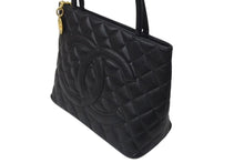 Load image into Gallery viewer, CHANEL シャネル 1804 復刻トートバッグ ハンドバッグ 7番台 グレインドカーフスキン ブラック シルバー金具 美品 中古 4c073642