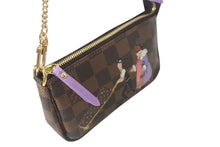 画像をギャラリービューアに読み込む, 新品同様 LOUISVUITTON ルイヴィトン イリュストレミニポシェット アクセソワールポーチ N63003 ブラウン パープル ゴールド 中古 4c073647