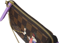 画像をギャラリービューアに読み込む, 新品同様 LOUISVUITTON ルイヴィトン イリュストレミニポシェット アクセソワールポーチ N63003 ブラウン パープル ゴールド 中古 4c073647