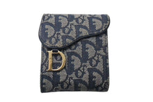 画像をギャラリービューアに読み込む, Christian Dior クリスチャンディオール シガレットケース TR1022 トロッター柄 ネイビー キャンバス レザー ゴールド金具 美品 中古 4c073654