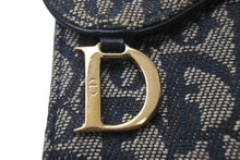 画像をギャラリービューアに読み込む, Christian Dior クリスチャンディオール シガレットケース TR1022 トロッター柄 ネイビー キャンバス レザー ゴールド金具 美品 中古 4c073654