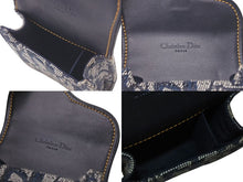 画像をギャラリービューアに読み込む, Christian Dior クリスチャンディオール シガレットケース TR1022 トロッター柄 ネイビー キャンバス レザー ゴールド金具 美品 中古 4c073654