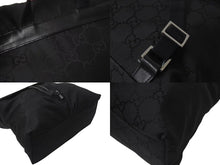 Load image into Gallery viewer, GUCCI グッチ GG柄 リュック バックパック デイバッグ イタリア製 002058 GGナイロン レザー ブラック 美品 中古 4c073656