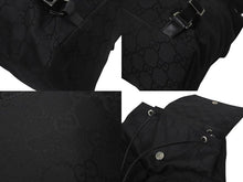 Load image into Gallery viewer, GUCCI グッチ GG柄 リュック バックパック デイバッグ イタリア製 002058 GGナイロン レザー ブラック 美品 中古 4c073656