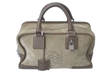 画像をギャラリービューアに読み込む, LOEWE ロエベ アマソナ28 ハンドバッグ 010403 アナグラムロゴ スウェード レザー ブラウン シルバー金具 良品 中古 4c073673