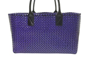 BOTTEGA VENETA ボッテガヴェネタ カバMM トートバッグ 115664 イントレチャート エナメル レザー パープル 世界限定500個 美品 中古 4c073684