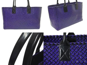 BOTTEGA VENETA ボッテガヴェネタ カバMM トートバッグ 115664 イントレチャート エナメル レザー パープル 世界限定500個 美品 中古 4c073684