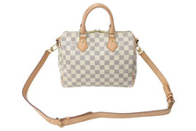 Load image into Gallery viewer, 極美品 LOUIS VUITTON ルイヴィトン スピーディ25 ハンドバッグ 2WAY N41371 ダミエアズールキャンバス ホワイト ブラウン 中古 4c073709