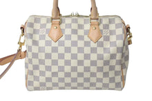 Load image into Gallery viewer, 極美品 LOUIS VUITTON ルイヴィトン スピーディ25 ハンドバッグ 2WAY N41371 ダミエアズールキャンバス ホワイト ブラウン 中古 4c073709