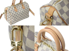 Load image into Gallery viewer, 極美品 LOUIS VUITTON ルイヴィトン スピーディ25 ハンドバッグ 2WAY N41371 ダミエアズールキャンバス ホワイト ブラウン 中古 4c073709