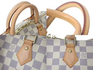 極美品 LOUIS VUITTON ルイヴィトン スピーディ25 ハンドバッグ 2WAY N41371 ダミエアズールキャンバス ホワイト ブラウン 中古 4c073709