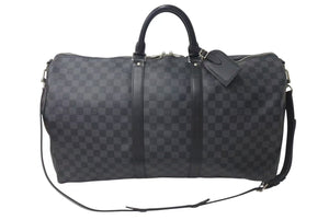 LOUIS VUITTON ルイヴィトン キーポル バンドリエール55 ボストンバッグ N41413 ダミエグラフィット ブラック 美品 中古 44c073710