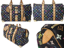 画像をギャラリービューアに読み込む, 極美品 LOUIS VUITTON ルイヴィトン キーポル45 ボストンバッグ M92640 モノグラム マルチカラー ブラック 村上隆 中古 4c073711