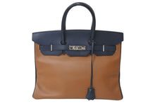 Load image into Gallery viewer, HERMES エルメス バーキン35 ハンドバッグ クシュベル ゴールド ブルーインディゴ シルバー金具 □C刻印 1999年 美品 中古 4c073715