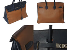 Load image into Gallery viewer, HERMES エルメス バーキン35 ハンドバッグ クシュベル ゴールド ブルーインディゴ シルバー金具 □C刻印 1999年 美品 中古 4c073715