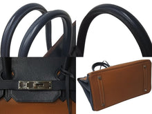 Load image into Gallery viewer, HERMES エルメス バーキン35 ハンドバッグ クシュベル ゴールド ブルーインディゴ シルバー金具 □C刻印 1999年 美品 中古 4c073715