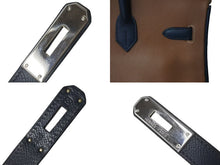 Load image into Gallery viewer, HERMES エルメス バーキン35 ハンドバッグ クシュベル ゴールド ブルーインディゴ シルバー金具 □C刻印 1999年 美品 中古 4c073715