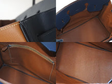 Load image into Gallery viewer, HERMES エルメス バーキン35 ハンドバッグ クシュベル ゴールド ブルーインディゴ シルバー金具 □C刻印 1999年 美品 中古 4c073715