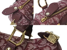 画像をギャラリービューアに読み込む, Christian Dior クリスチャンディオール トロッター ミニハンドバッグ PZ0052 キャンバス レザー ワインレッド ゴールド 美品 中古 4c073719