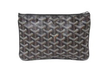 画像をギャラリービューアに読み込む, GOYARD ゴヤール セナPM クラッチバッグ SENAT2PMLTY01CL01P ブラック PVC レザー シルバー金具 美品 中古 4c073724
