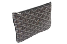 画像をギャラリービューアに読み込む, GOYARD ゴヤール セナPM クラッチバッグ SENAT2PMLTY01CL01P ブラック PVC レザー シルバー金具 美品 中古 4c073724