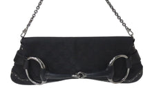 Load image into Gallery viewer, GUCCI グッチ ホースビット GG柄 ワンショルダーバッグ ハンドバッグ 119188 キャンバス レザー ブラック シルバー金具 美品 中古 4c073737