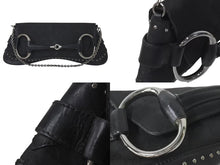 Load image into Gallery viewer, GUCCI グッチ ホースビット GG柄 ワンショルダーバッグ ハンドバッグ 119188 キャンバス レザー ブラック シルバー金具 美品 中古 4c073737