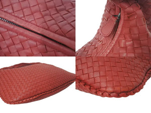 BOTTEGA VENETA ボッテガ ヴェネタ イントレチャート ホーボーバッグ ワンショルダーバッグ レザー レッド 美品 4c073738