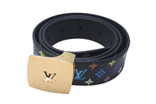 Load image into Gallery viewer, LOUIS VUITTON ルイヴィトン モノグラムマルチカラー サンチュール キャレ ベルト 村上隆 Ｍ6890 ブラック PVC 85/34 美品 中古 4c073739