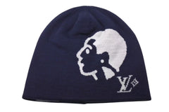 New and unused LOUIS VUITTON BONNET FACES Beanie Knit Cap M5225A 25AW Navy Used 4c073751