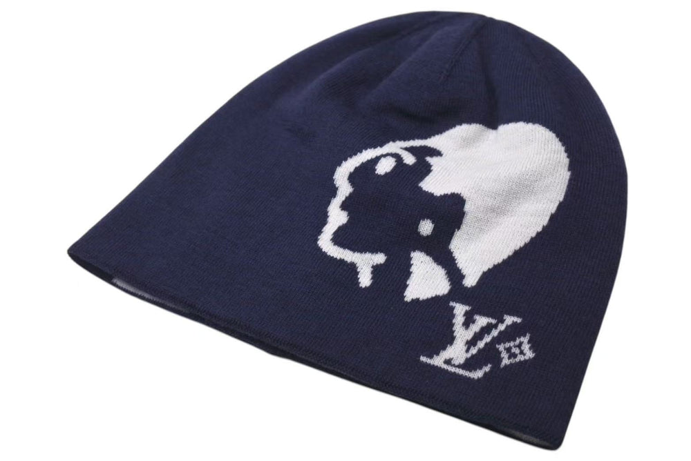 New and unused LOUIS VUITTON BONNET FACES Beanie Knit Cap M5225A 25AW Navy Used 4c073751