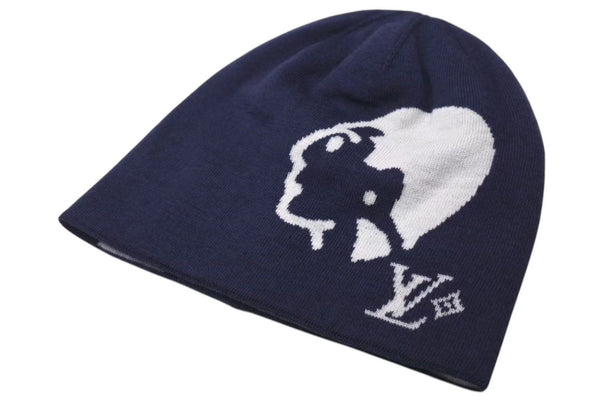 New and unused LOUIS VUITTON BONNET FACES Beanie Knit Cap M5225A 25AW Navy Used 4c073751