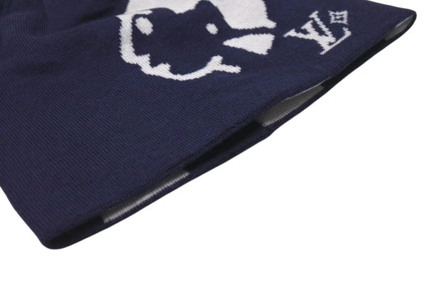 New and unused LOUIS VUITTON BONNET FACES Beanie Knit Cap M5225A 25AW Navy Used 4c073751