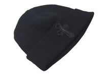 画像をギャラリービューアに読み込む, 新品未使用 CHROME HEARTS クロムハーツ 新作 クロスパッチ ハラコ ニット帽 ビーニー ブラック シルバー金具 OS 中古 4c073768